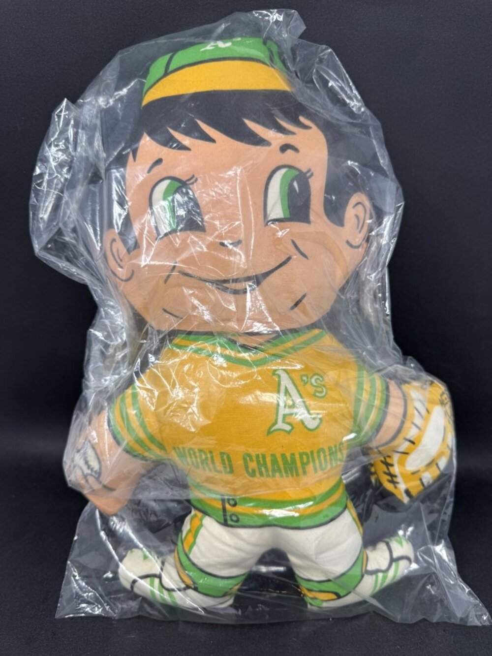 Vintage 1970s Oakland As World Champions Rag Doll Plush Charlie O Mascot New